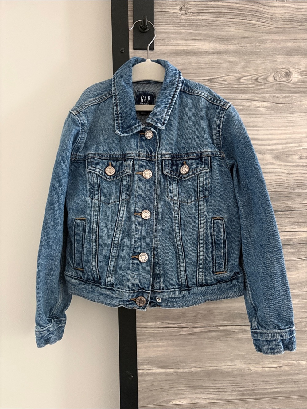 GAP Kids Light Blue Denim Jacket with Button Front - S
